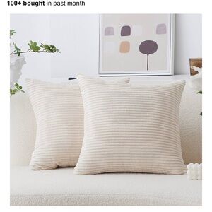 Home Brilliant Cream Ribbed Throw Pillow